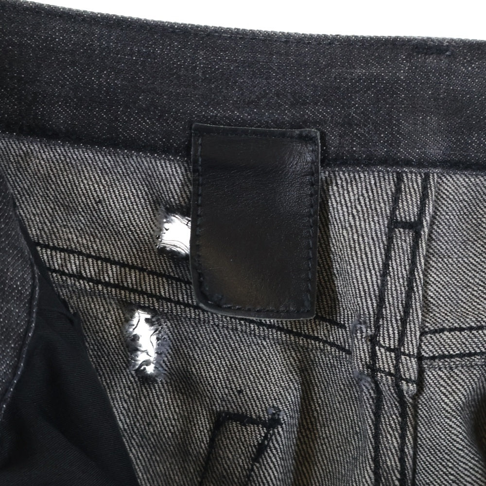 Dior HOMME(ディオールオム) 04SS Strip デストロイ加工コーティングデニムパンツ ブラック 4EH1018686