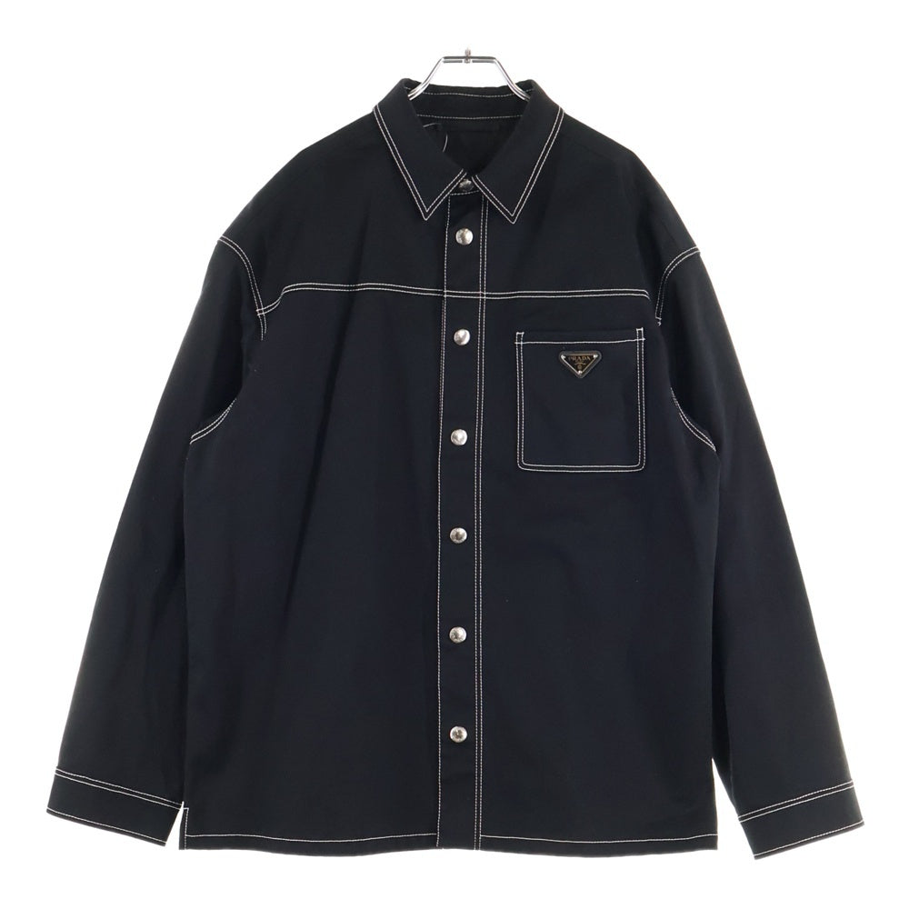 PRADA(プラダ) Overshirt トライアングルロゴ 長袖シャツ ブラック SC696 S232 108I