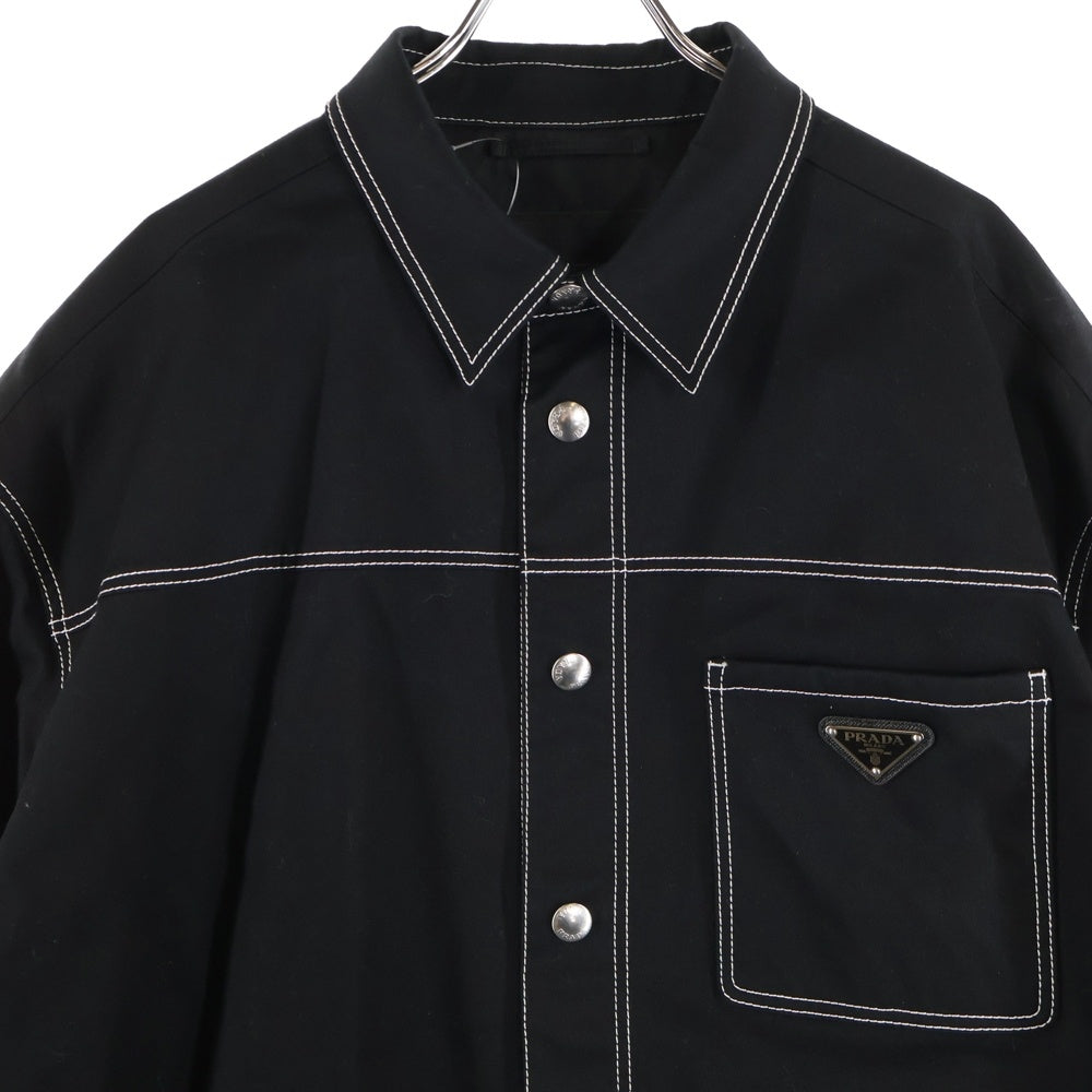 PRADA(プラダ) Overshirt トライアングルロゴ 長袖シャツ ブラック SC696 S232 108I