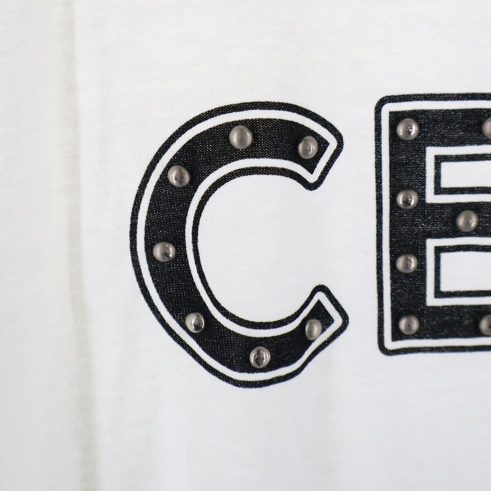 CELINE(セリーヌ) 21SS Studded Logo S/S Tee スタッズロゴTシャツ 半袖 カットソー ブラック 2X687501F