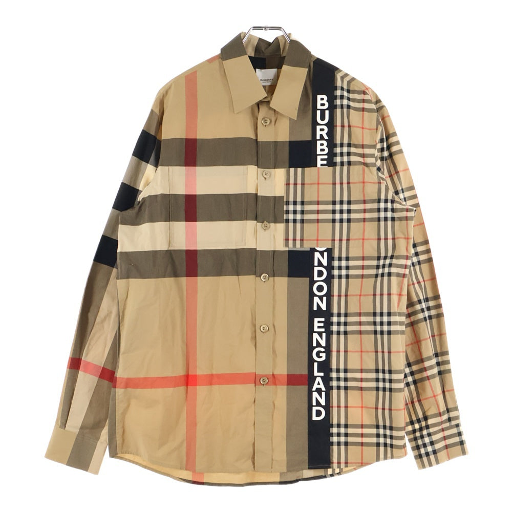 BURBERRY(バーバリー) 20AW ロゴパッチワークプリント長袖シャツ ベージュ 8033101