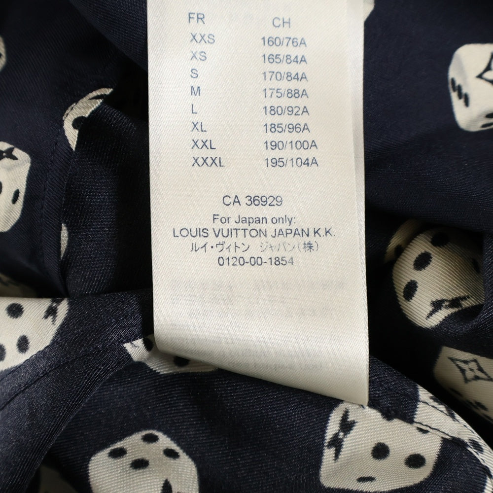 LOUIS VUITTON(ルイヴィトン) 18AW ダイス総柄シルク長袖シャツ ネイビー RM182M HKZ HFS08W