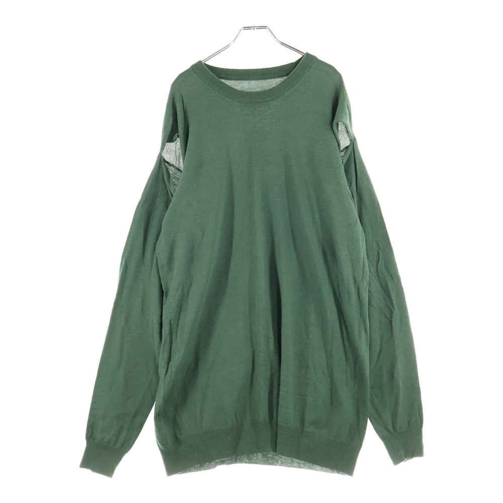 Maison Margiela(メゾンマルジェラ) 20SS Wool One Peace ショルダーカットオフ クルーネック ウールニットワンピース グリーン レディース S51CU0169 S17248