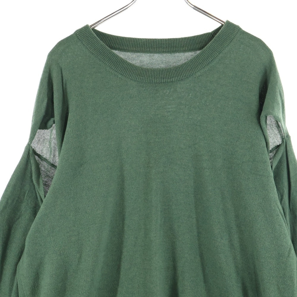 Maison Margiela(メゾンマルジェラ) 20SS Wool One Peace ショルダーカットオフ クルーネック ウールニットワンピース グリーン レディース S51CU0169 S17248