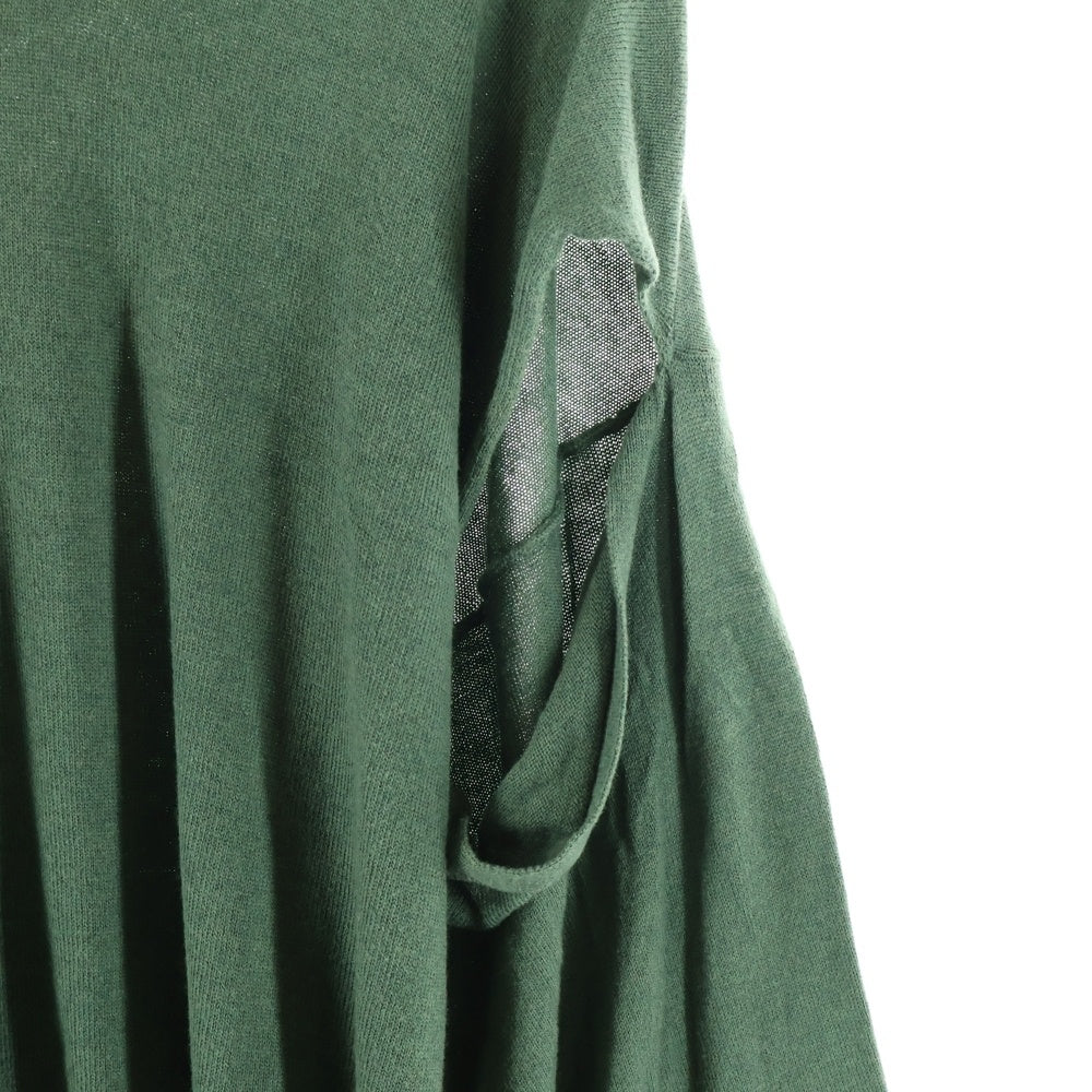 Maison Margiela(メゾンマルジェラ) 20SS Wool One Peace ショルダーカットオフ クルーネック ウールニットワンピース グリーン レディース S51CU0169 S17248