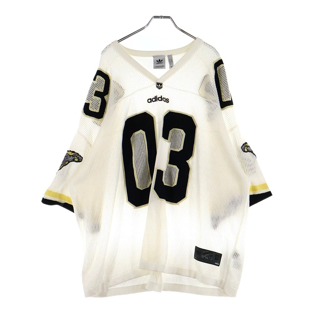 adidas(アディダス) Adilenium Season3 Knit Jersey Vネック 半袖ニットジャージー メッシュシャツ ホワイト JX1699
