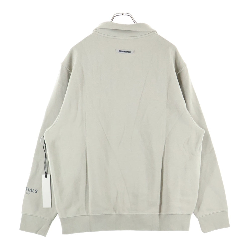 FEAR OF GOD ESSENTIALS(フィアオブゴッド エッセンシャルズ) HALF ZIP SWEAT POLO SHIRT ラバーロゴ ハーフジップ スウェットポロシャツ ベージュ