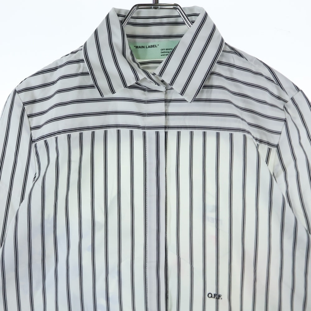 OFF-WHITE(オフホワイト) 18AW Stripe Shirt 長袖ストライプシャツ ホワイト レディース OWGA047E18742029