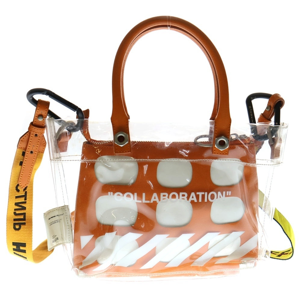 OFF-WHITE(オフホワイト) ×HERON PRESTON Mini Tote Bag ヘロンプレストン クリアトートバッグ ショルダーバッグ クリア/オレンジ