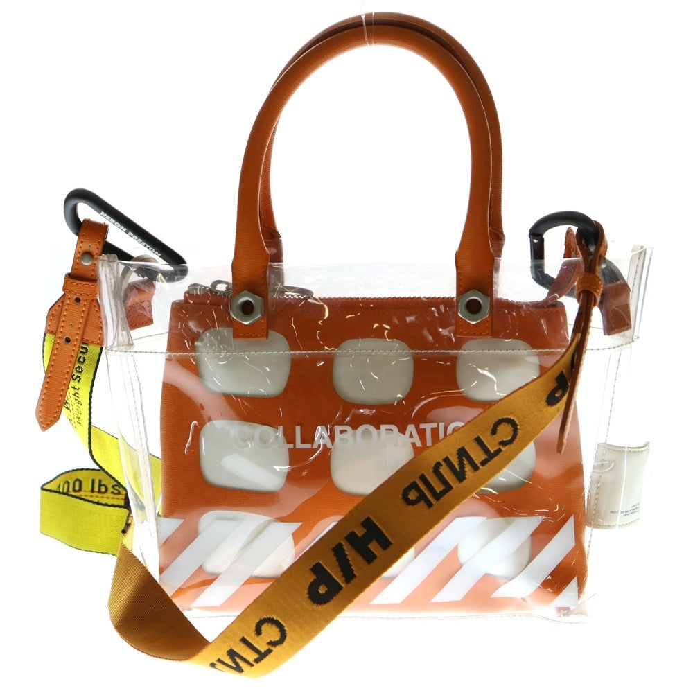 OFF-WHITE(オフホワイト) ×HERON PRESTON Mini Tote Bag ヘロンプレストン クリアトートバッグ ショルダーバッグ クリア/オレンジ