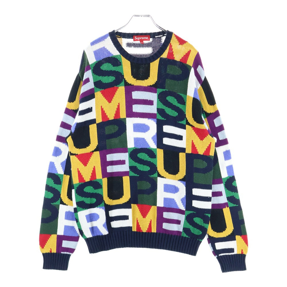 SUPREME(シュプリーム) 18AW Big Letters Sweater ビッグレター クルーネックニットセーター マルチ