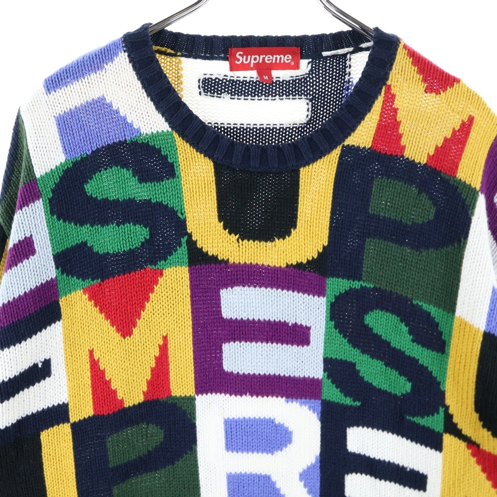 SUPREME(シュプリーム) 18AW Big Letters Sweater ビッグレター クルーネックニットセーター マルチ