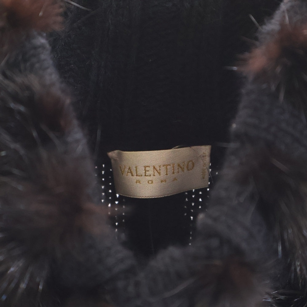 VALENTINO(ヴァレンティノ) ファーデザイン ニットセーターベスト ブラック レディース