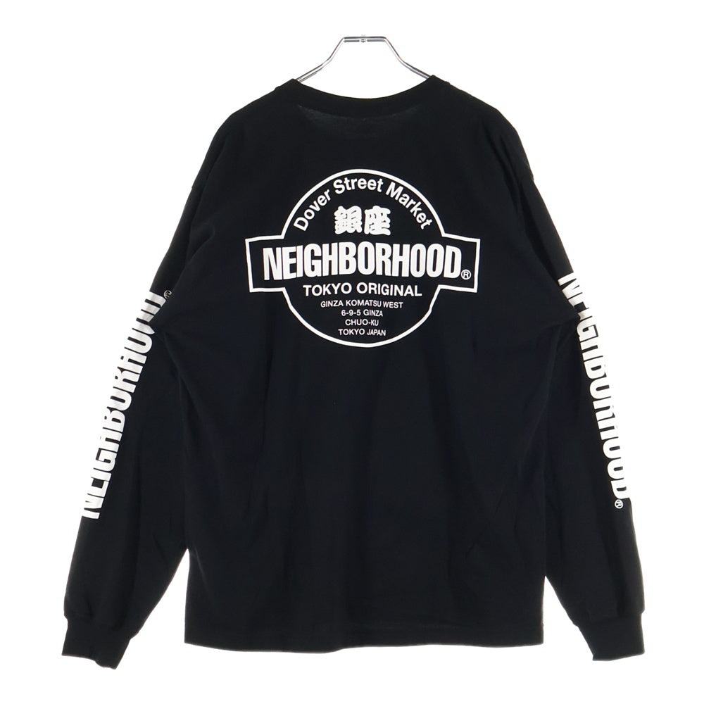 NEIGHBORHOOD(ネイバーフッド) 25AW Dover Street Market Ginza DSMG限定 フロントロゴプリント長袖Tシャツ ブラック 252PCNH-LT08S