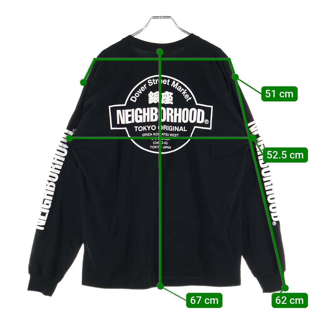 NEIGHBORHOOD(ネイバーフッド) 25AW Dover Street Market Ginza DSMG限定 フロントロゴプリント長袖Tシャツ ブラック 252PCNH-LT08S