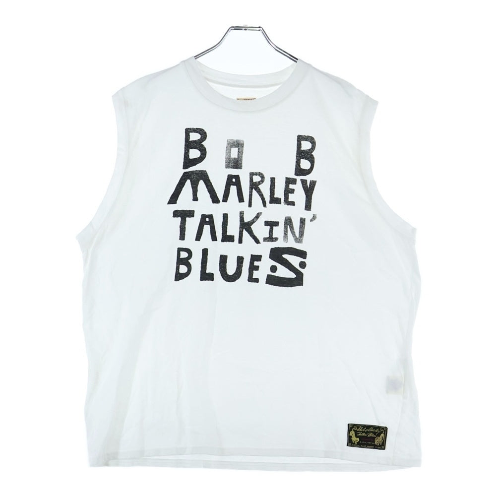 KAPITAL(キャピタル) 25SS Jersey Sleeveless Big Tee Marley Talkin' Blues フロントロゴプリント ノースリーブシャツ タンクトップ ホワイト