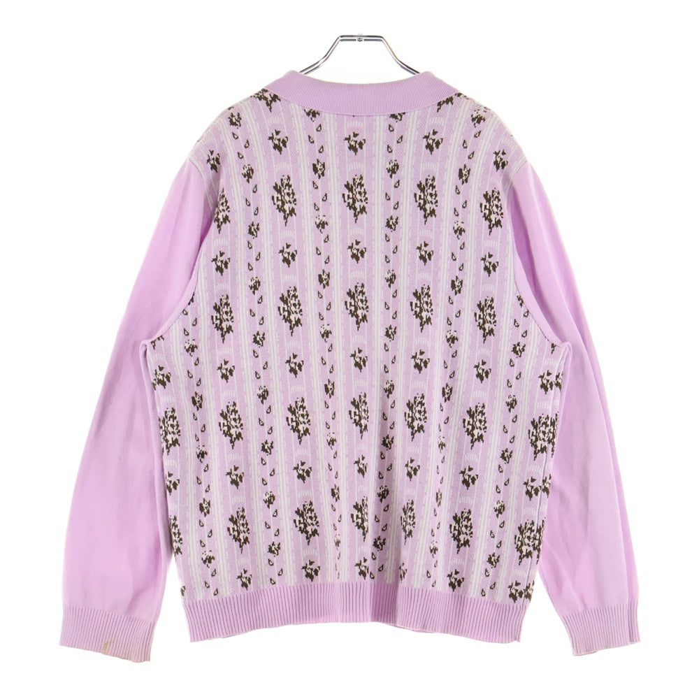 TTT_MSW(ティーモダンストリートウェア) Flower Jacquard Knit Cardigan フラワージャカード ニットカーディガン パープル TTT-2022SS-KT02