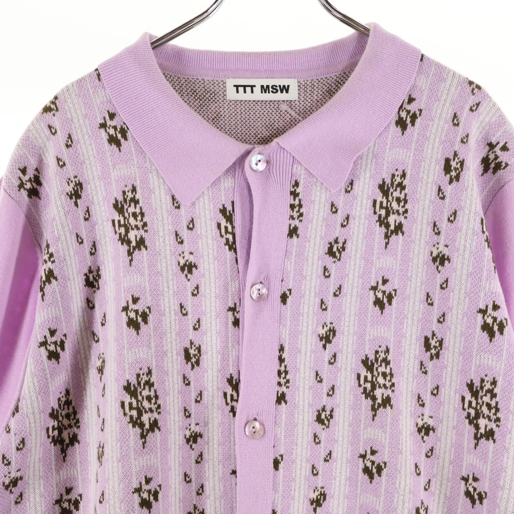 TTT_MSW(ティーモダンストリートウェア) Flower Jacquard Knit Cardigan フラワージャカード ニットカーディガン パープル TTT-2022SS-KT02