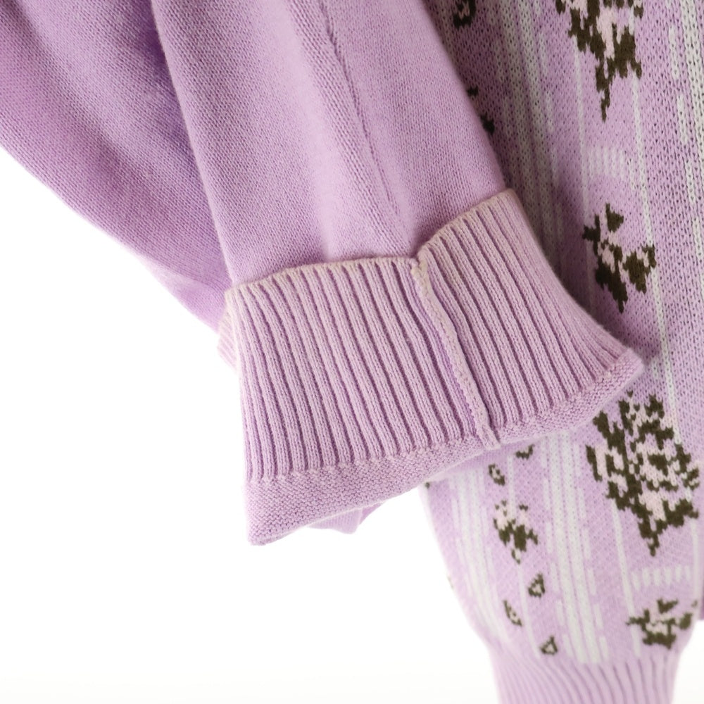 TTT_MSW(ティーモダンストリートウェア) Flower Jacquard Knit Cardigan フラワージャカード ニットカーディガン パープル TTT-2022SS-KT02