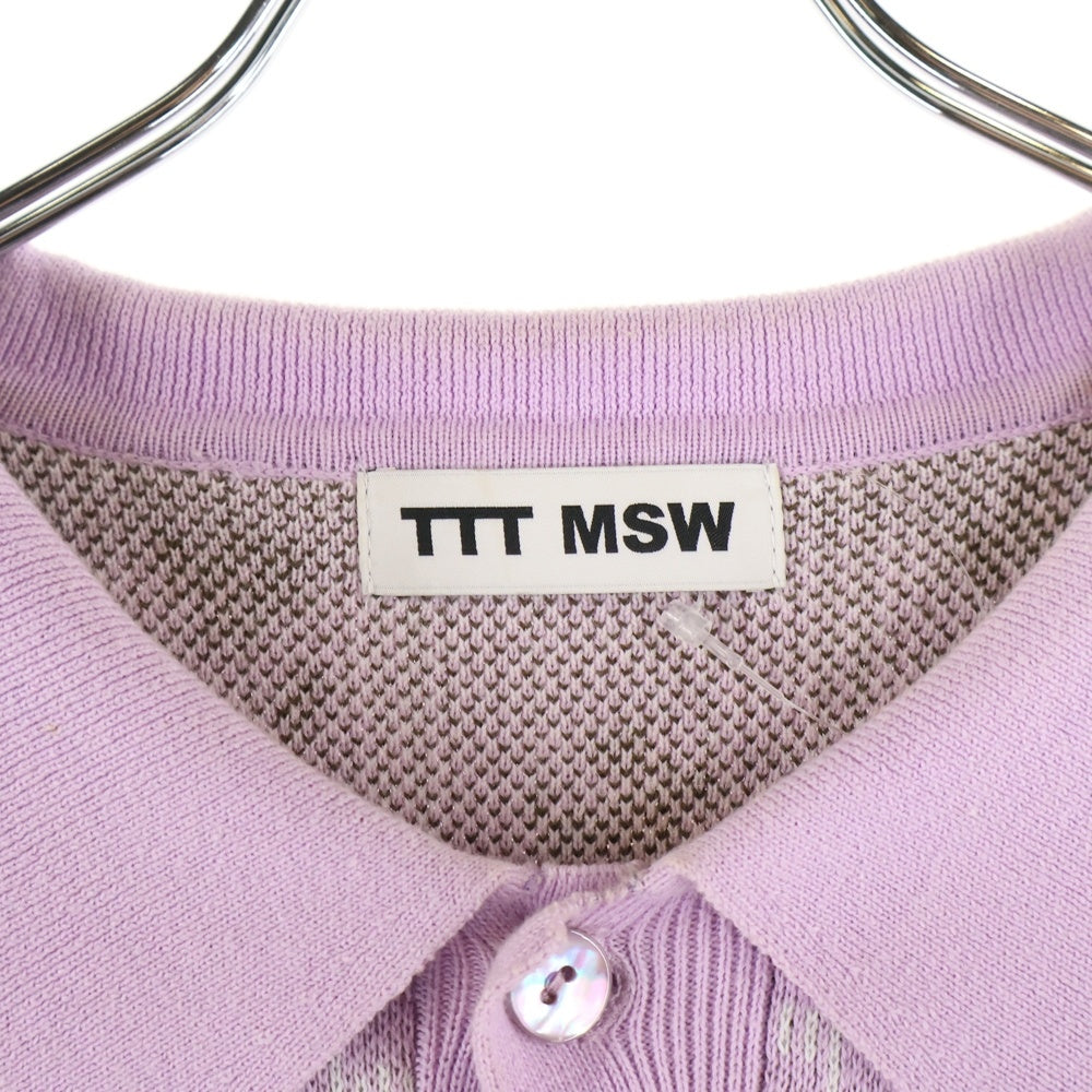 TTT_MSW(ティーモダンストリートウェア) Flower Jacquard Knit Cardigan フラワージャカード ニットカーディガン パープル TTT-2022SS-KT02