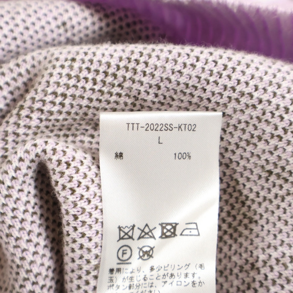 TTT_MSW(ティーモダンストリートウェア) Flower Jacquard Knit Cardigan フラワージャカード ニットカーディガン パープル TTT-2022SS-KT02