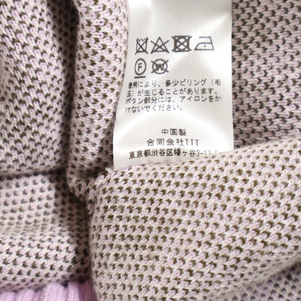 TTT_MSW(ティーモダンストリートウェア) Flower Jacquard Knit Cardigan フラワージャカード ニットカーディガン パープル TTT-2022SS-KT02