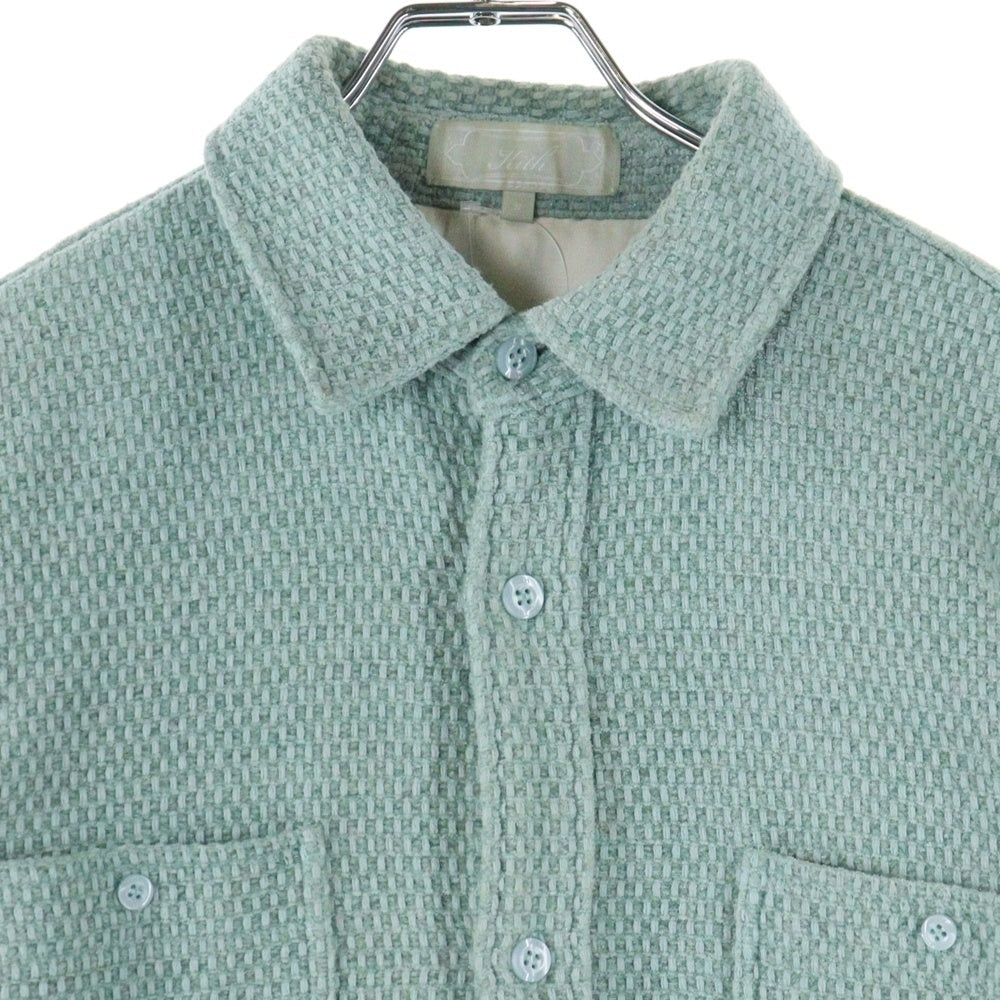 KITH(キス) 24AW Chenille Tweed Apollo Shirt シェニール ツイードアポロシャツ 長袖シャツ グリーン