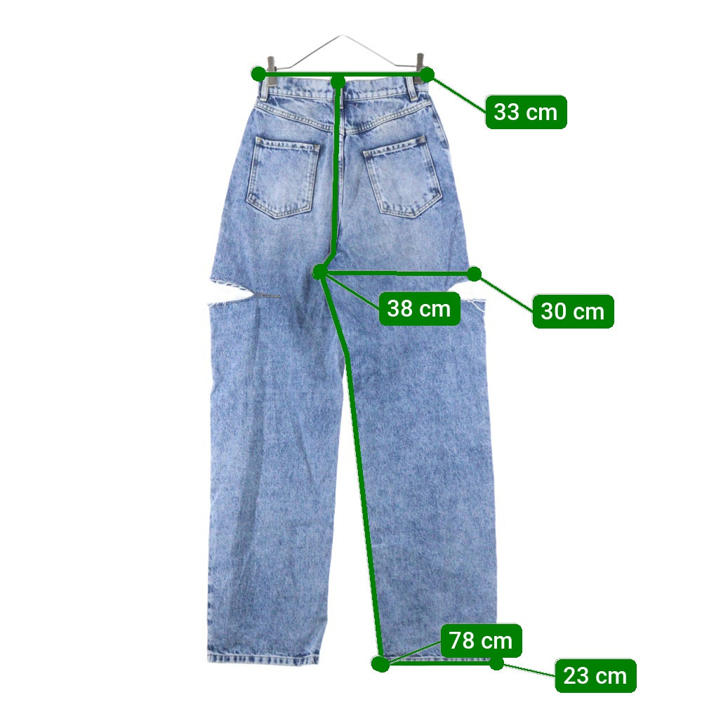 Maison Margiela 1(メゾンマルジェラ) 22AW PANTS 5 POCKETS INDIGO カットアウト 5ポケット ジップフライ ワイドデニムパンツ インディゴ レディース S51LA0051 S30513