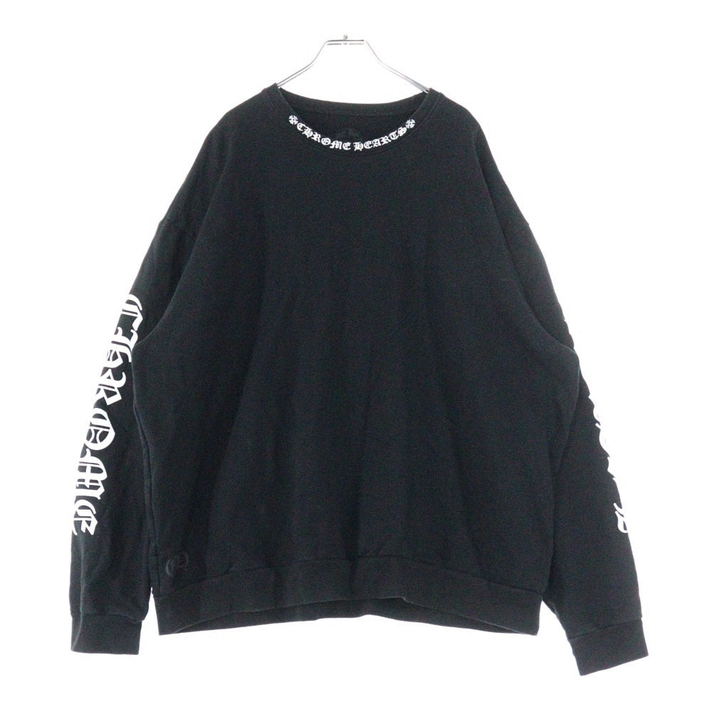 CHROME HEARTS(クロムハーツ) SWTSHRT PLVR ネックロゴ クルーネックスウェットトレーナー ブラック