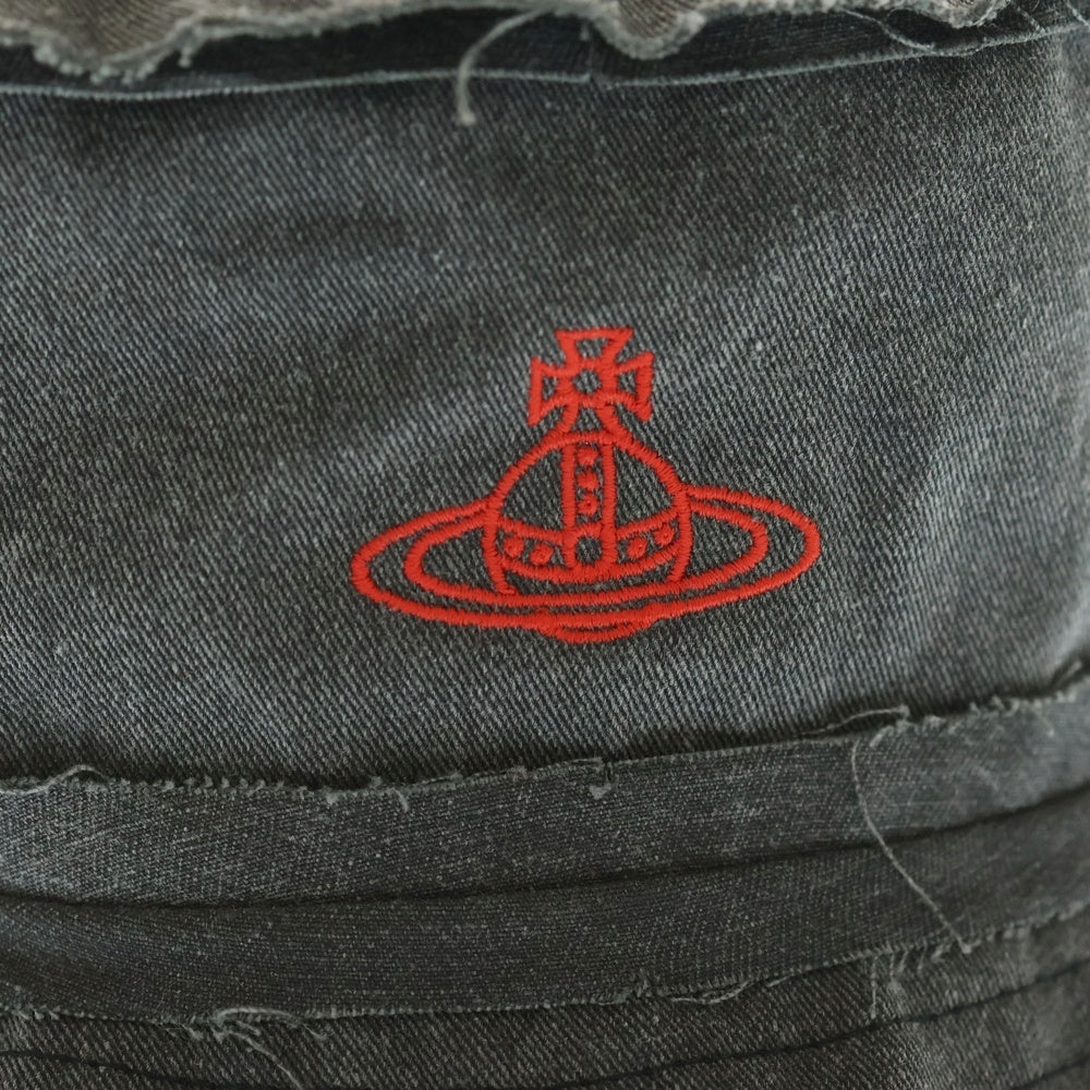 Vivienne Westwood(ヴィヴィアンウエストウッド) オーブロゴ カットオフデザイン バケットハット 帽子 ブラック