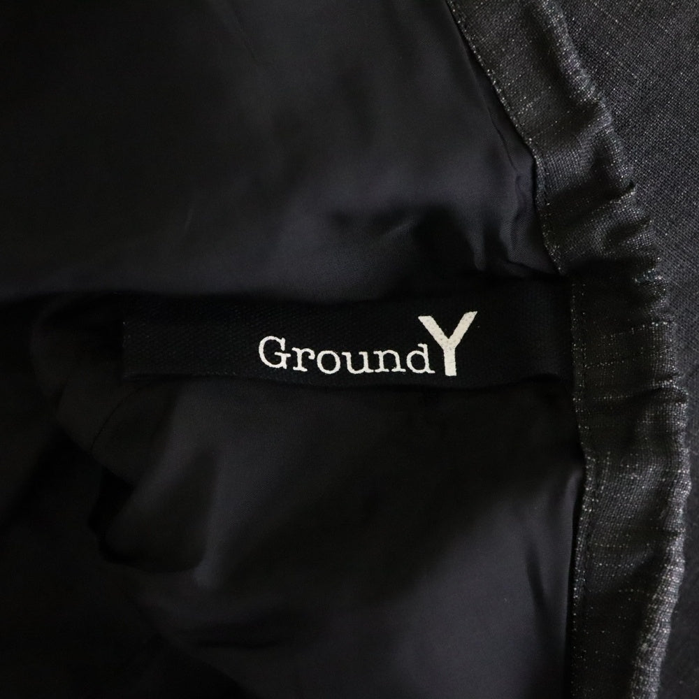 Ground Y(グラウンドワイ) Sumi Ink-Dyed Linen Work Pants リネン オーバーサイズパンツ ブラック GI-P07-301