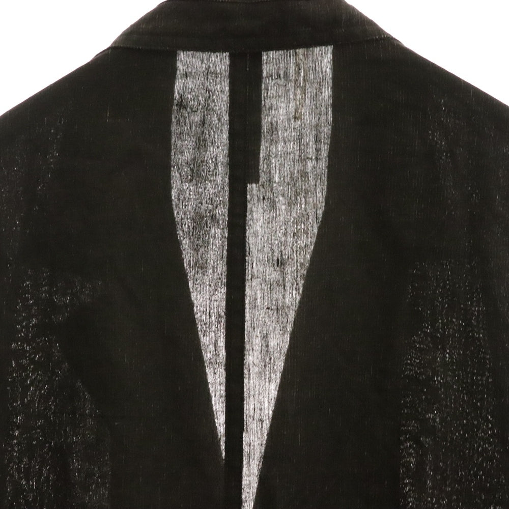 Ground Y(グラウンドワイ) Sumi Ink-Dyed Linen Work Coat リネン ポケット オーバーサイズコート ブラック GI-C02-301