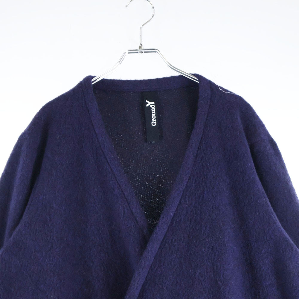 Ground Y(グラウンドワイ) BEAVER DRAPING CARDIGAN オーバーサイズ ロングウールカーディガン パープル GJ-D02-106