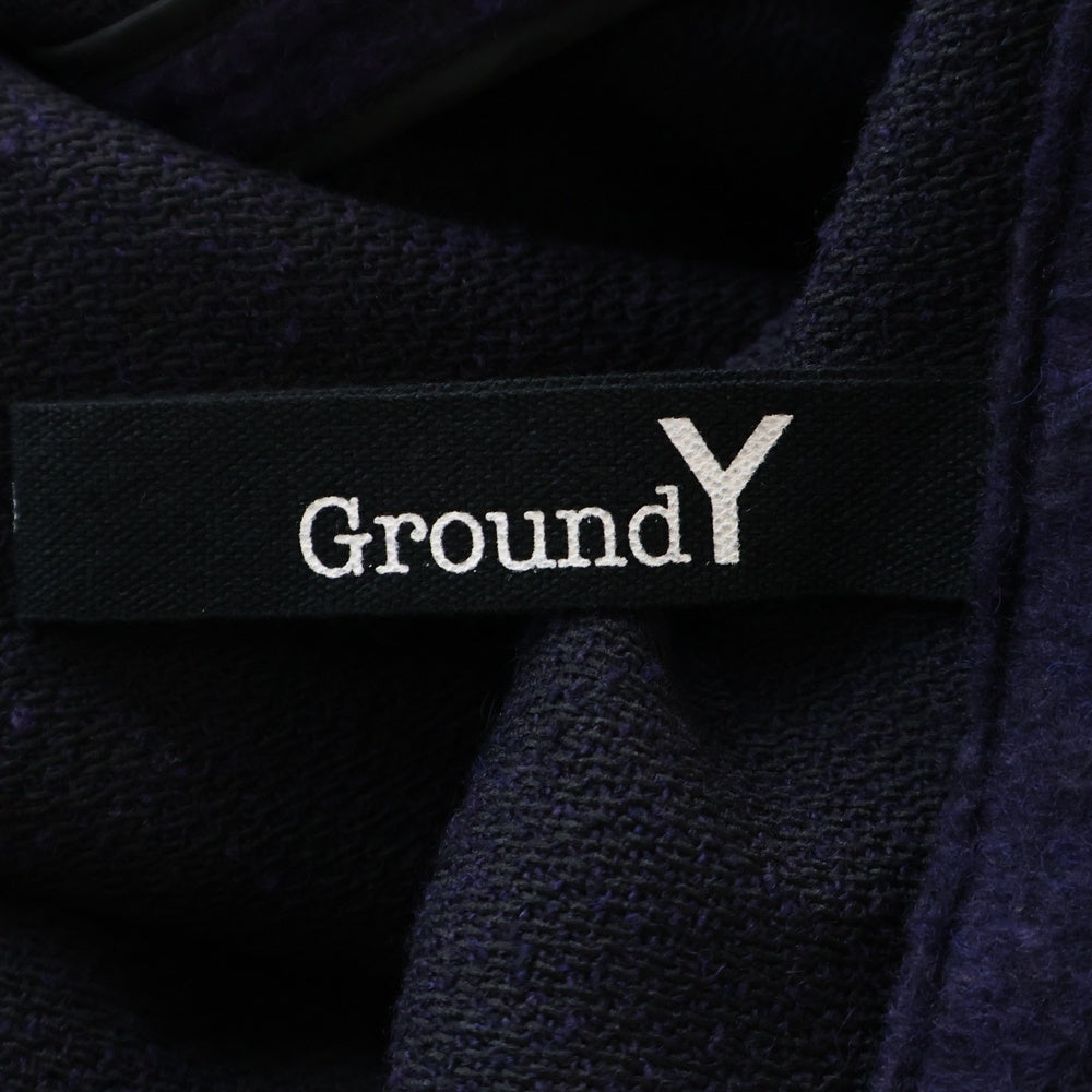 Ground Y(グラウンドワイ) BEAVER DRAPING CARDIGAN オーバーサイズ ロングウールカーディガン パープル GJ-D02-106