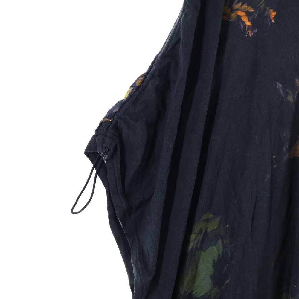 Ground Y(グラウンドワイ) 23SS オーバーサイズ フラワープリント カットソー 半袖Tシャツ ブラック GI-T03-015