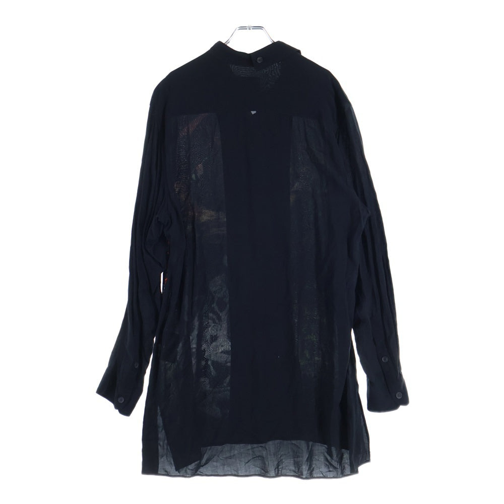 BLACK Scandal Yohji Yamamoto(ブラックスキャンダルヨウジヤマモト) フロントプリント レーヨン長袖シャツ ブラック HR-B60-881