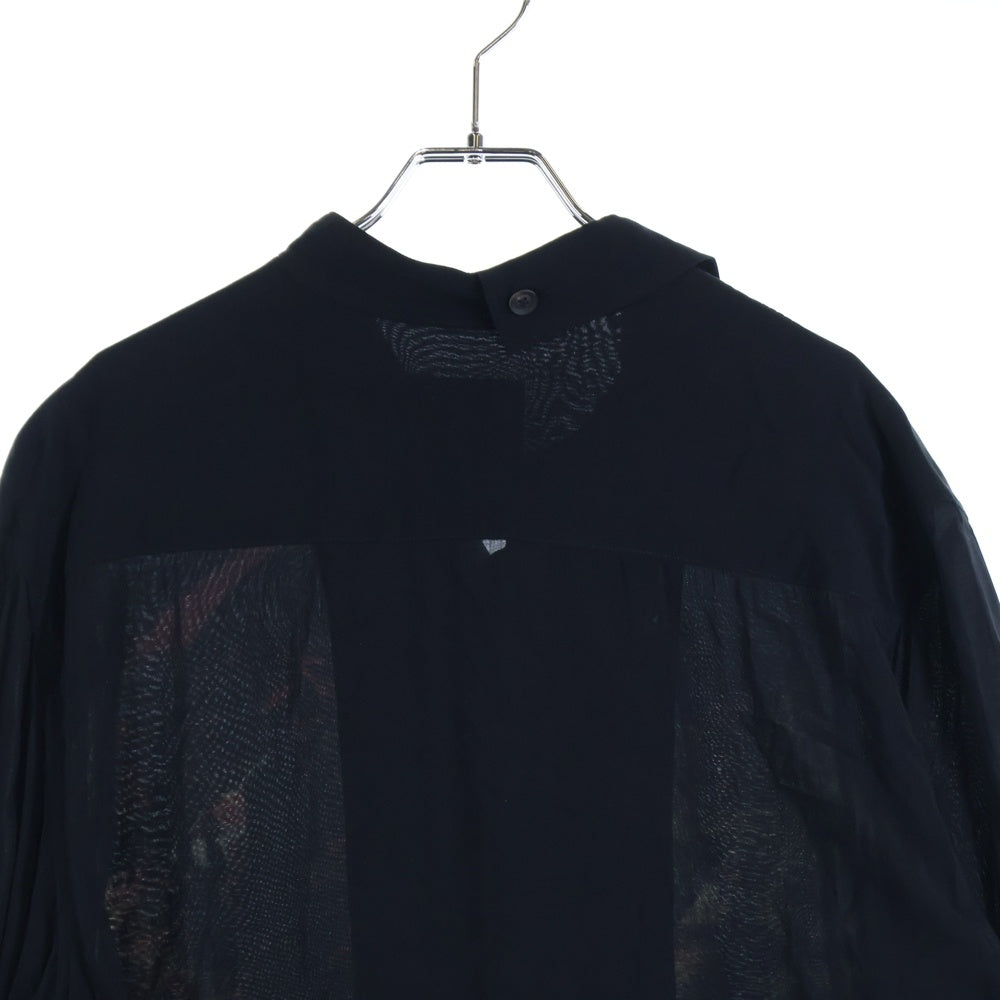 BLACK Scandal Yohji Yamamoto(ブラックスキャンダルヨウジヤマモト) フロントプリント レーヨン長袖シャツ ブラック HR-B60-881