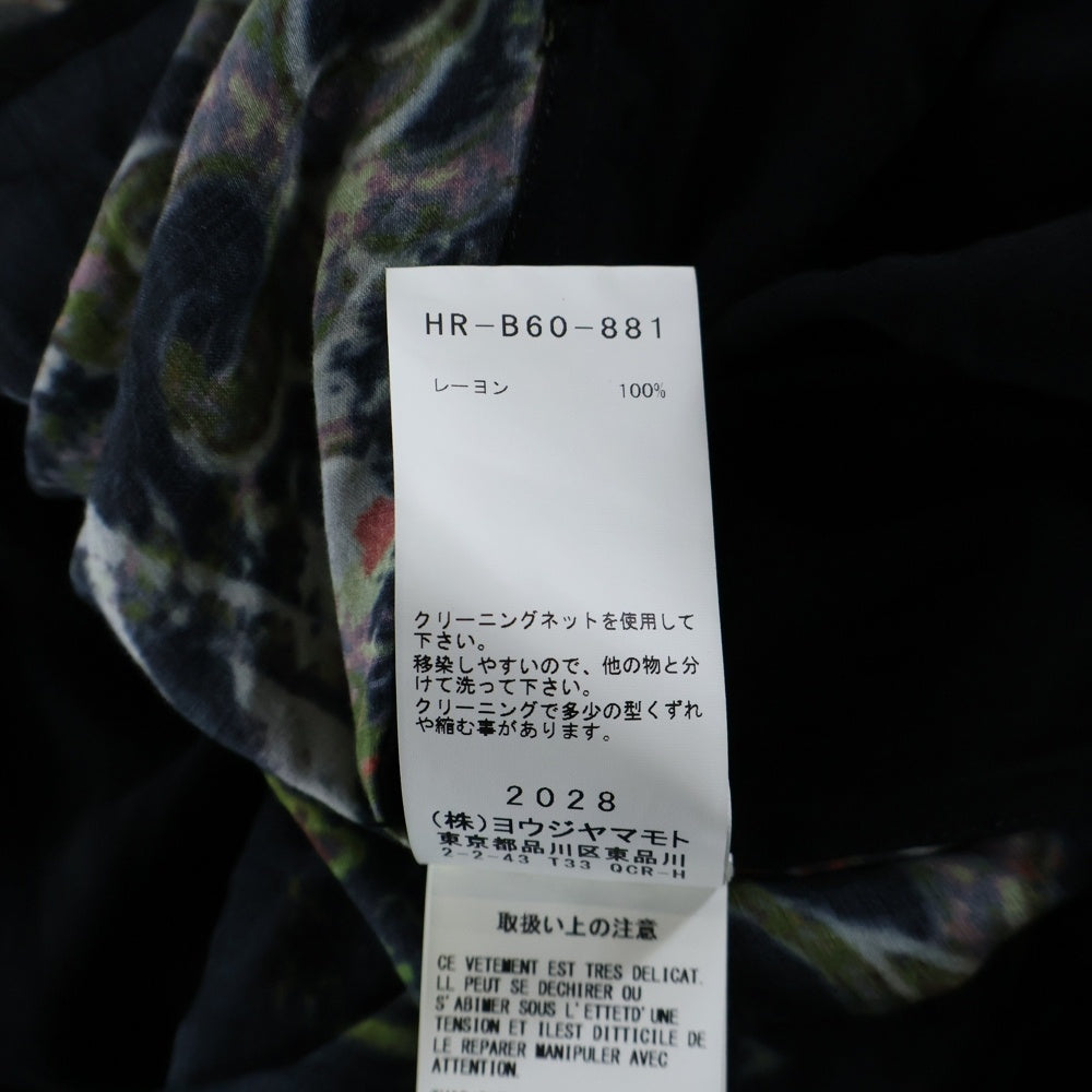 BLACK Scandal Yohji Yamamoto(ブラックスキャンダルヨウジヤマモト) フロントプリント レーヨン長袖シャツ ブラック HR-B60-881
