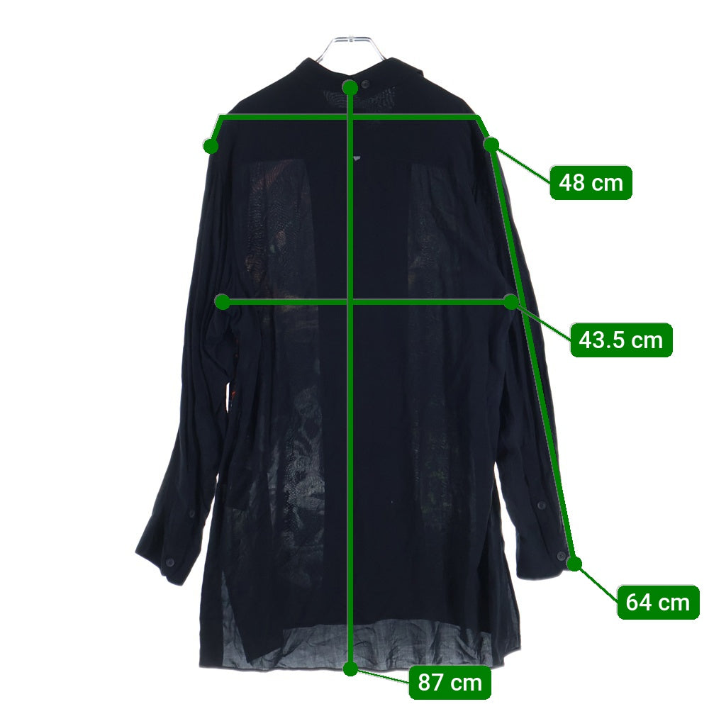 BLACK Scandal Yohji Yamamoto(ブラックスキャンダルヨウジヤマモト) フロントプリント レーヨン長袖シャツ ブラック HR-B60-881