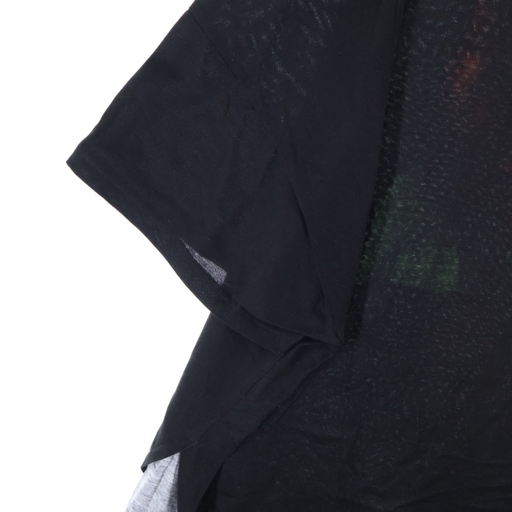 Ground Y(グラウンドワイ) 23SSドルマンスリーブバラ-百花繚乱 半袖プリントTシャツ ブラック GI-T13-024