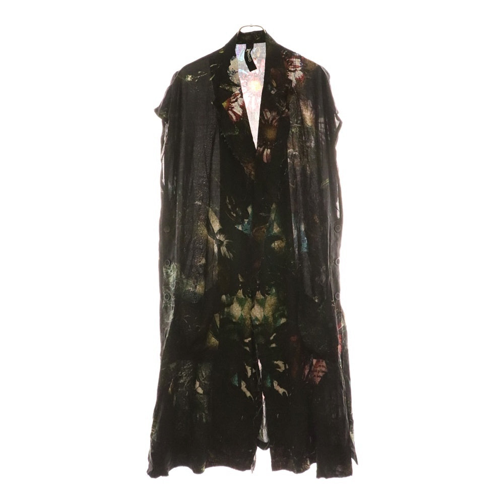 Ground Y(グラウンドワイ) 23SS 百花繚乱 フラワーロングブラウス ノースリーブシャツ ブラック GI-D03-209