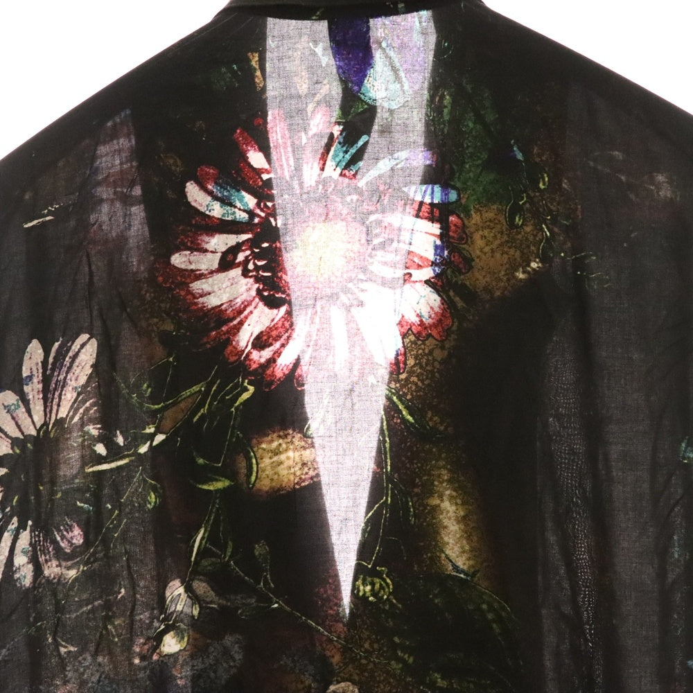 Ground Y(グラウンドワイ) 23SS 百花繚乱 フラワーロングブラウス ノースリーブシャツ ブラック GI-D03-209