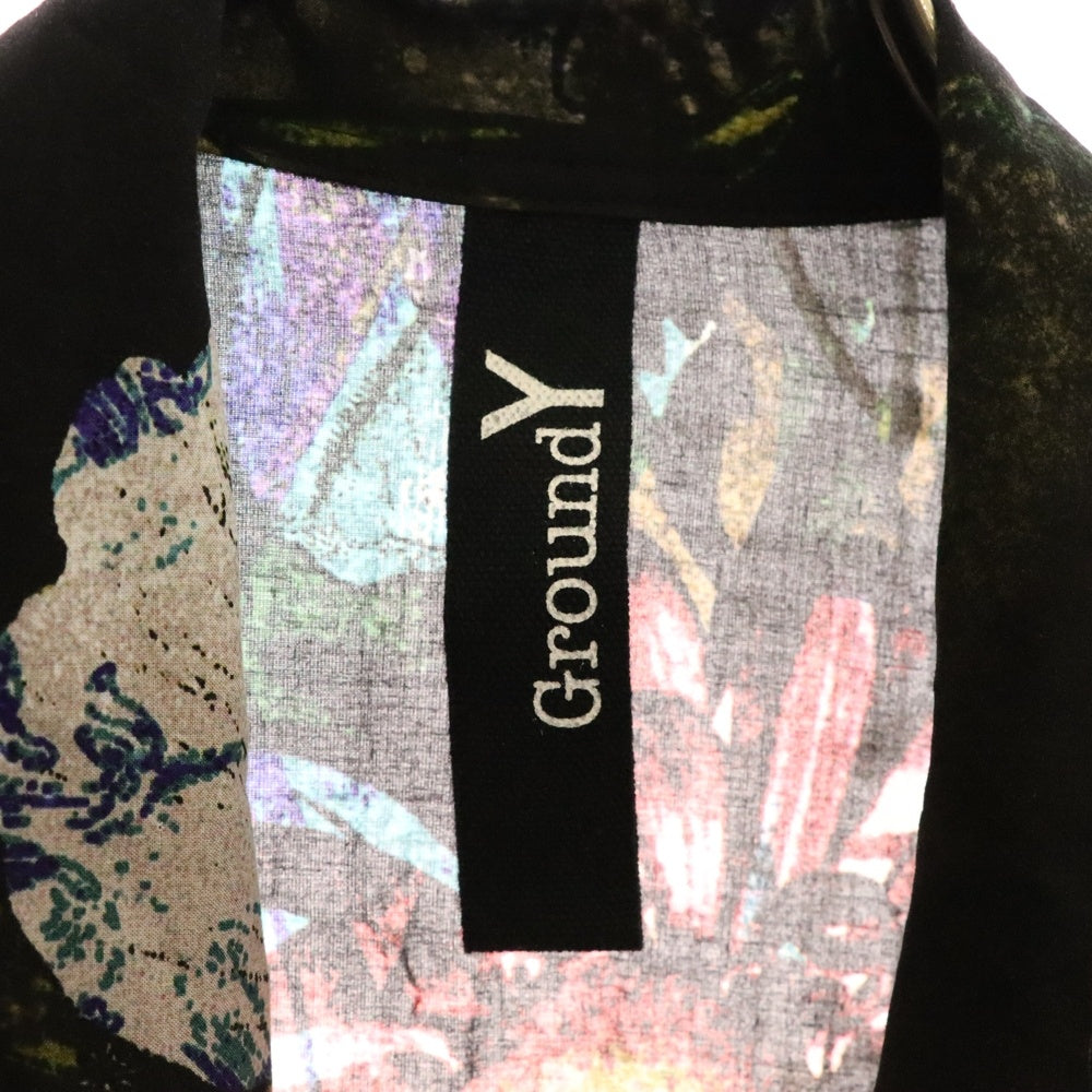Ground Y(グラウンドワイ) 23SS 百花繚乱 フラワーロングブラウス ノースリーブシャツ ブラック GI-D03-209