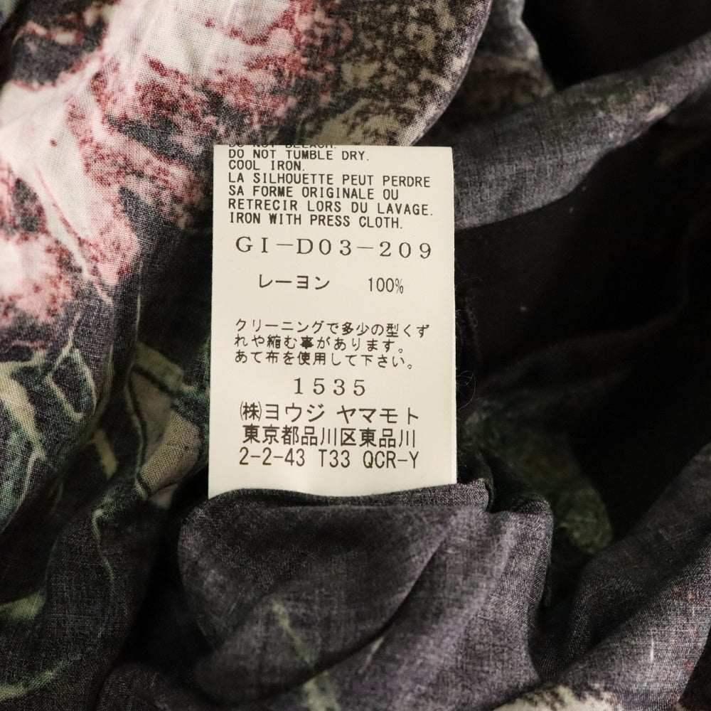 Ground Y(グラウンドワイ) 23SS 百花繚乱 フラワーロングブラウス ノースリーブシャツ ブラック GI-D03-209