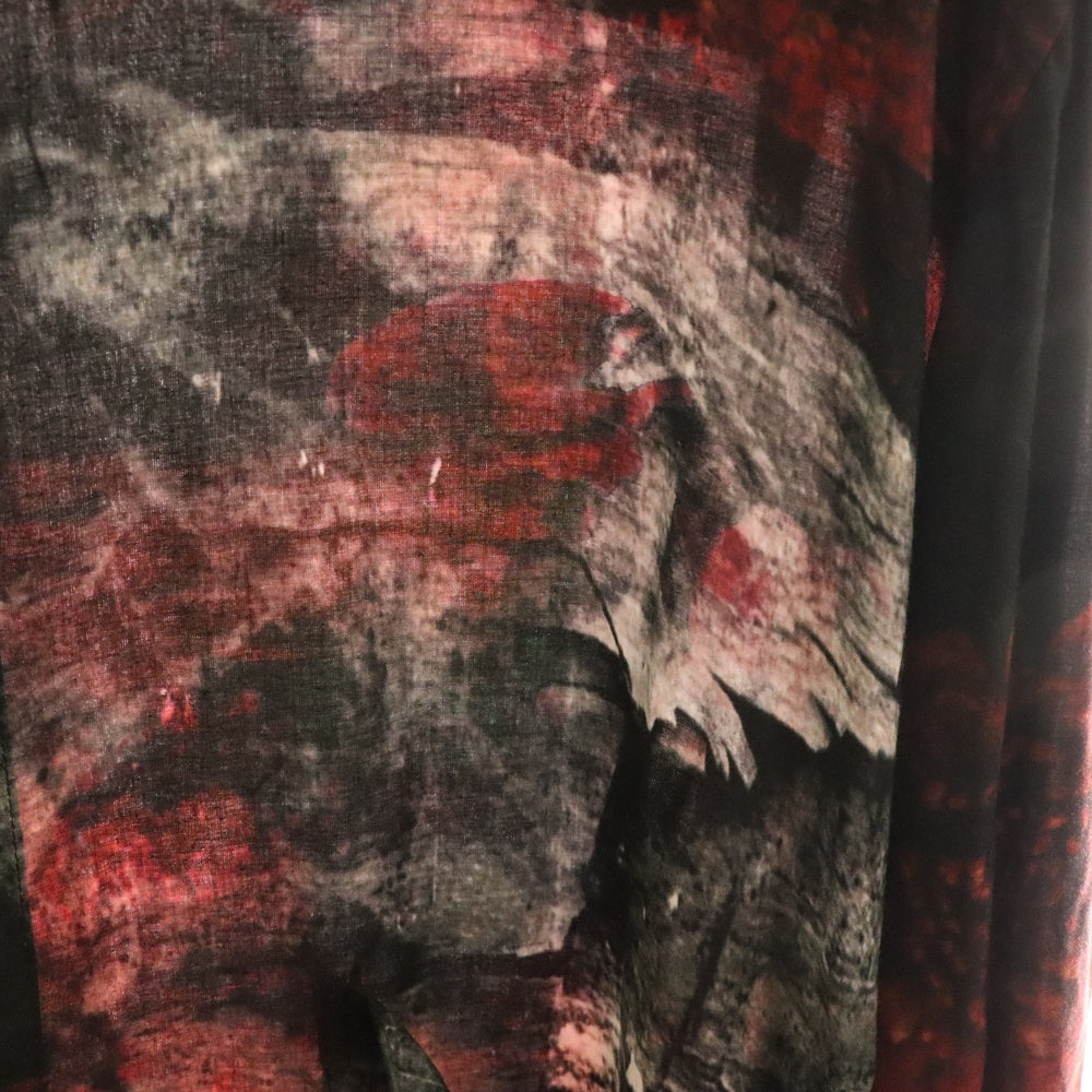 Ground Y(グラウンドワイ) 百花繚乱 総柄 フラワープリント オーバーサイズ長袖シャツ レッド GI-B17-216