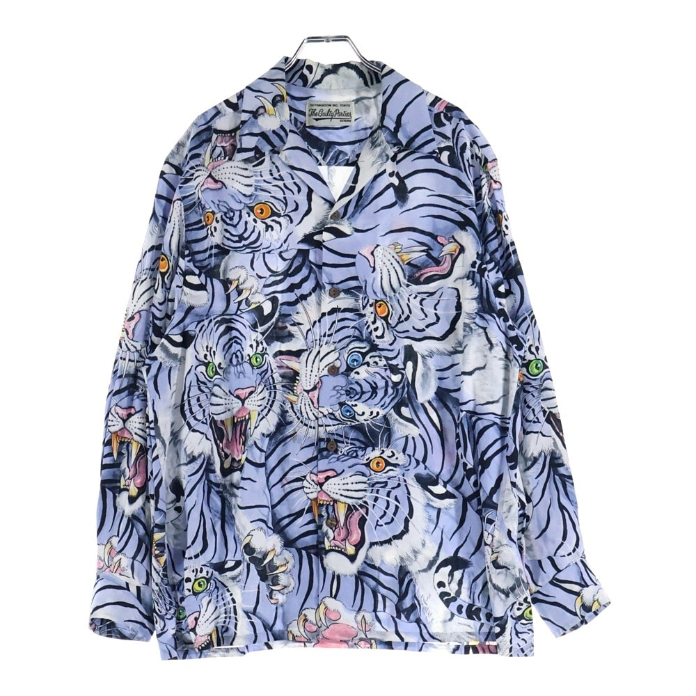 WACKO MARIA(ワコマリア) ×TIM LEHI HAWAIIAN SHIRT TIMLEHI-WM-HI25 ティムリーハイ 長袖ハワイアンシャツ アロハシャツ ブルー