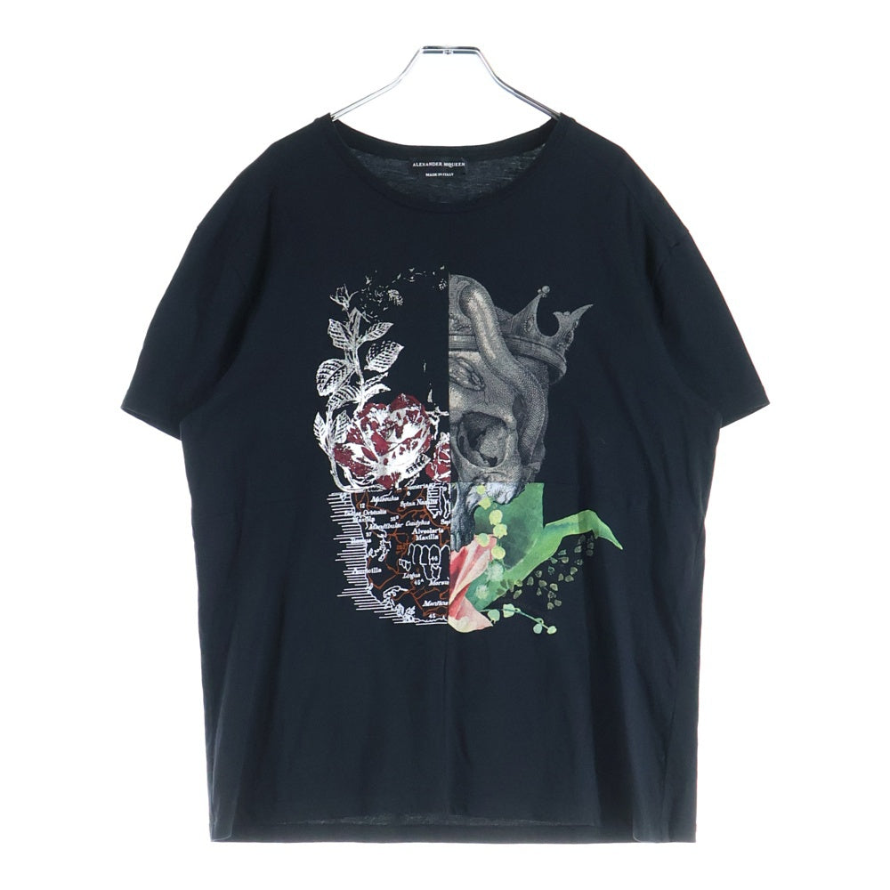 Alexander McQueen(アレキサンダーマックイーン) フロントプリント ドッキング半袖Tシャツ ブラック 520308 QLZ1A