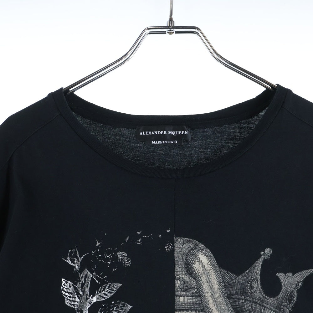 Alexander McQueen(アレキサンダーマックイーン) フロントプリント ドッキング半袖Tシャツ ブラック 520308 QLZ1A