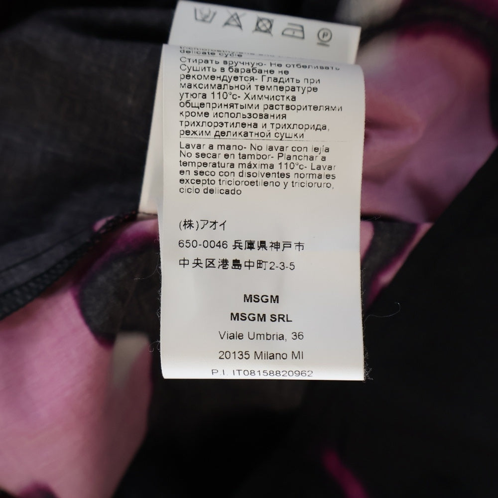 MSGM(エムエスジーエム) 総柄フラワーデザイン 半袖シャツ ブラック 3040ME20 217011-12