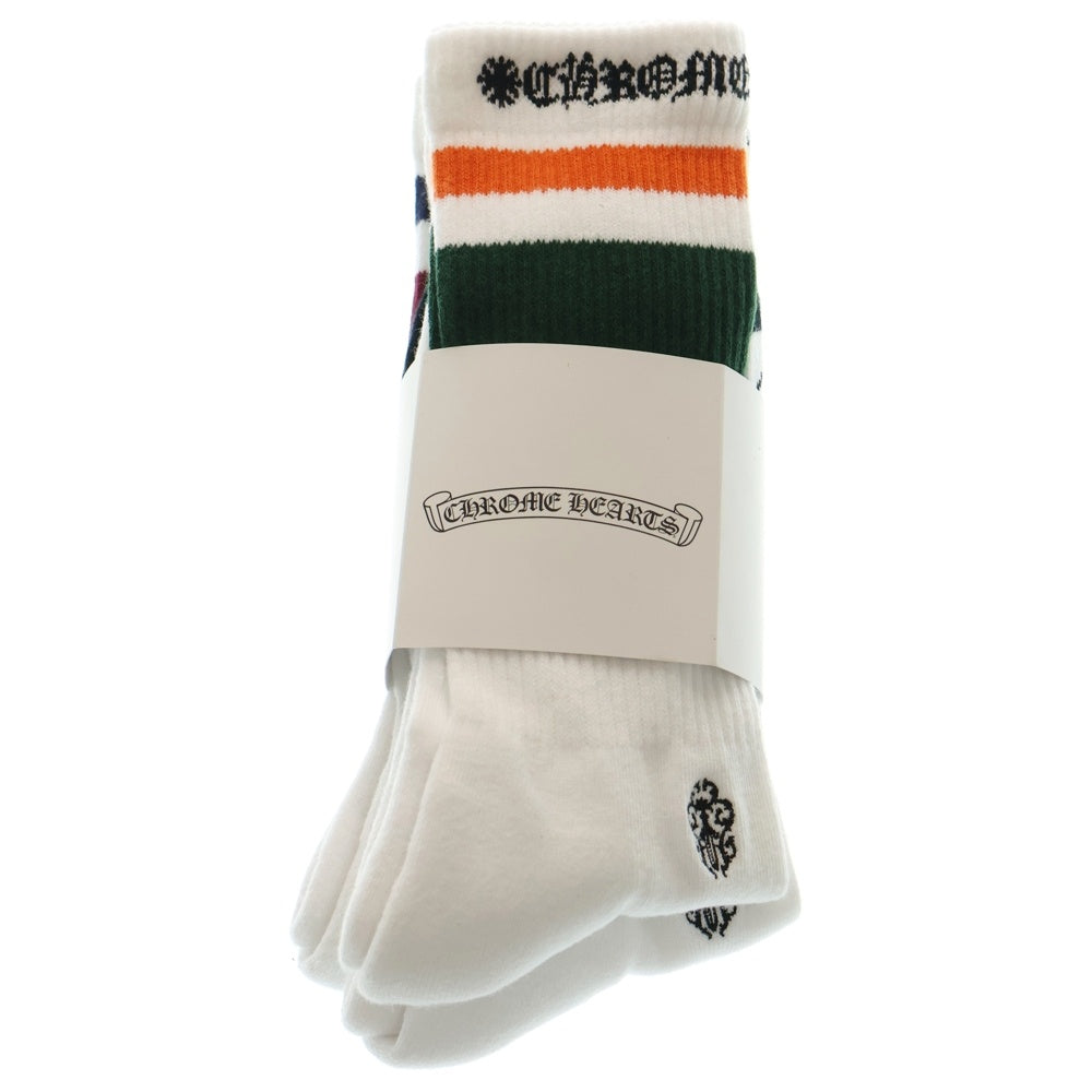 CHROME HEARTS(クロムハーツ) CH SOCKS VINE DAGGER ヴァインダガー刺繍 ボーダーソックス 靴下 3点セット ホワイト